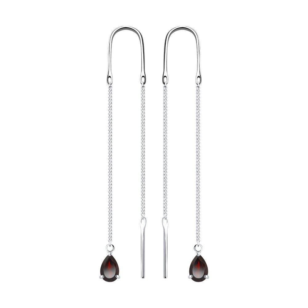 Серьги из серебра с гранатами  92022187 ,, фото 1