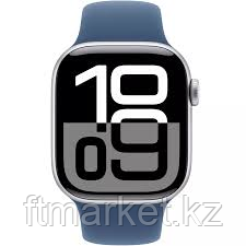 Apple Watch Series 10 GPS 46mm Silver Aluminium Case with Denim Sport Band - S/M,Model A2999, фото 1