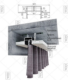 Однорядный карниз ОК 35 Черный мат