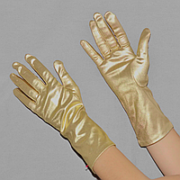 Универсальные атласные перчатки для праздников 26см золотистые 130д