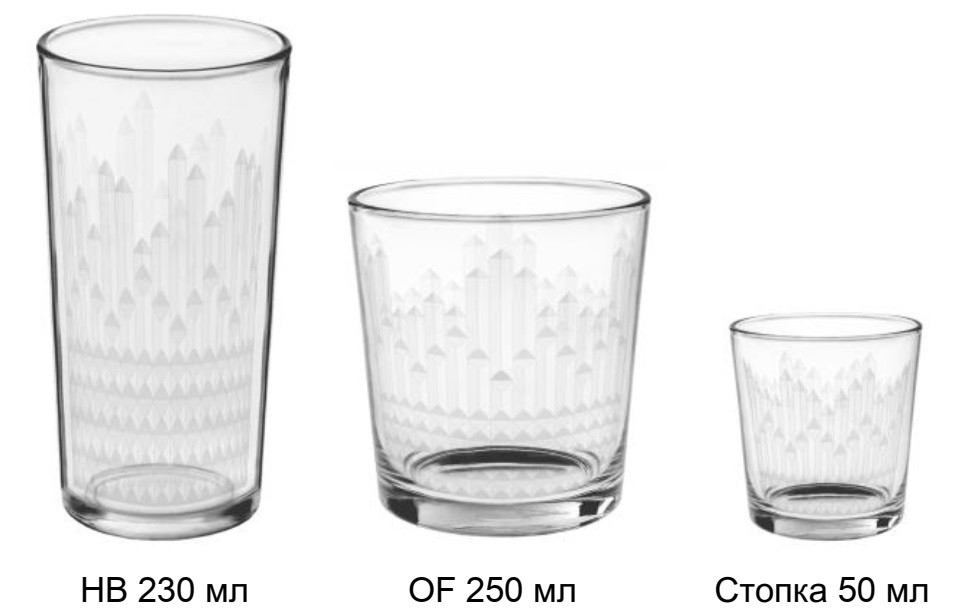 Набор стаканов 6 шт. "Асимметрия 250 мл низкий ООО "ОСЗ"