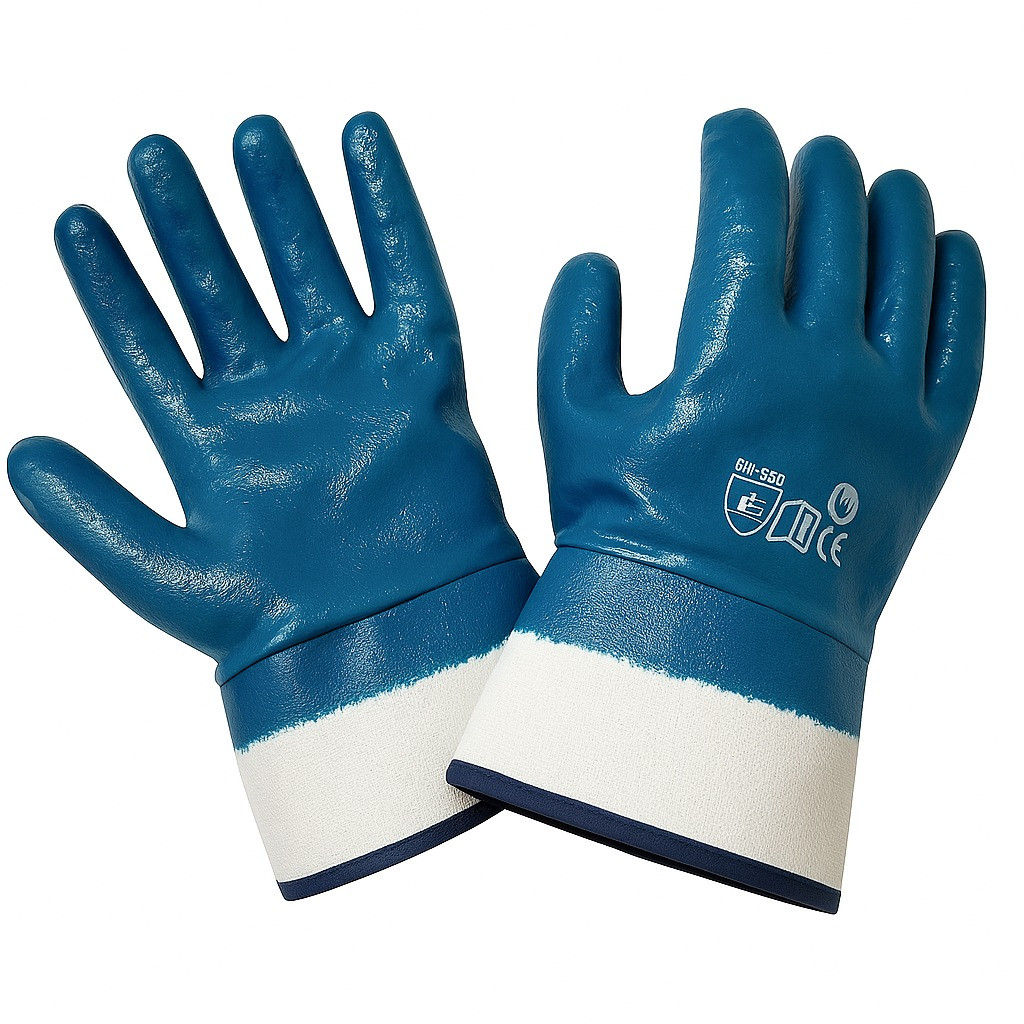 Перчатка х/б с нитриловым ПОЛНЫМ обливом. Маслобензостойкая. Манжет КРАГА, фото 1