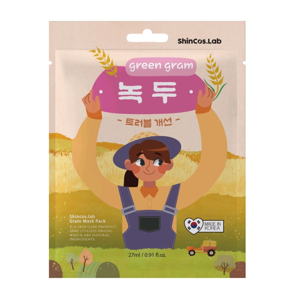 Маска для лица ShinCos.Lab Energizing Grain Trouble Improvement Green Gram Mask Pack Зеленый горошек (Для проблемной кожи), 27 мл