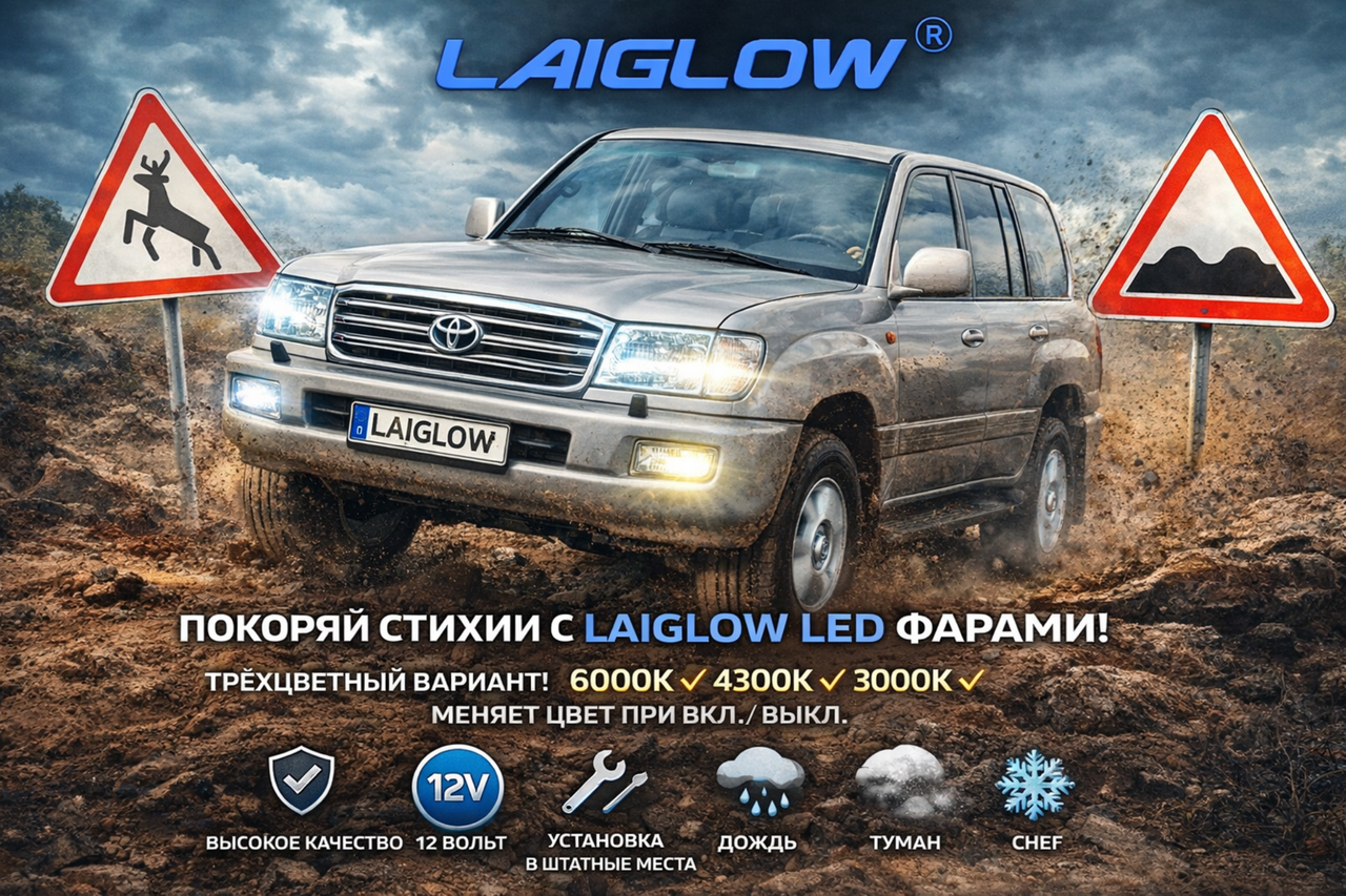 Laiglow ПТФ линзы Toyota LC100 — чёткий ближний и дальний свет, не слепит встречку, фото 1