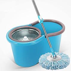 Швабра с ведром и отжимом (Набор JET SPIN) на 10 литров. металлический отжим