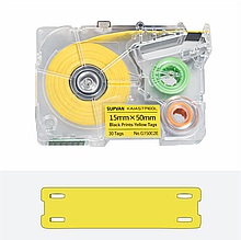 Картридж ленточный Supvan G15002E для G15M Pro, кабельная бирка 15*60мм, 30шт/рул, черный на желтом