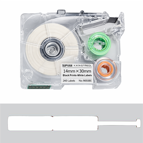 Картридж ленточный Supvan G0301E для G15M Pro, самоклеющиеся флажки 12,5*74+35мм, 70шт/рул, белый, фото 1