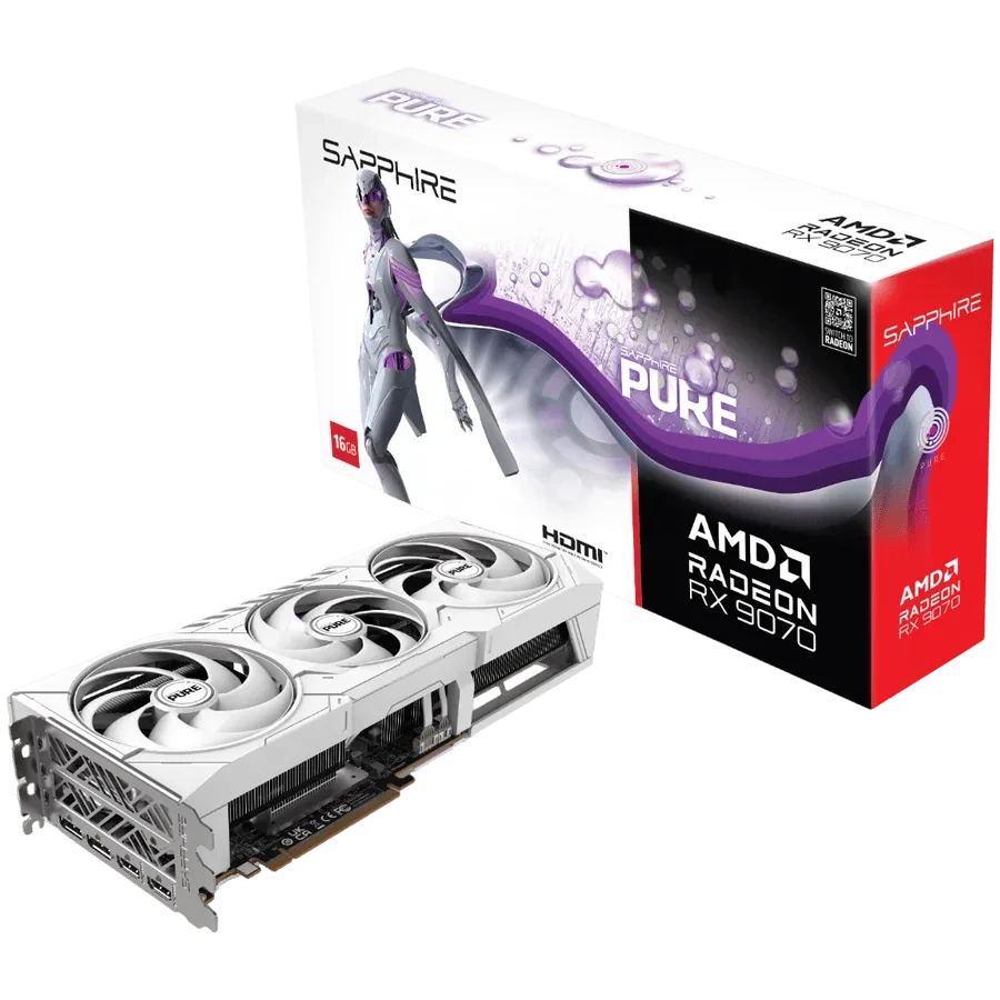 Видеокарта Sapphire PURE Radeon RX 9070 Gaming OC 16GB (11349-02-20G), фото 1