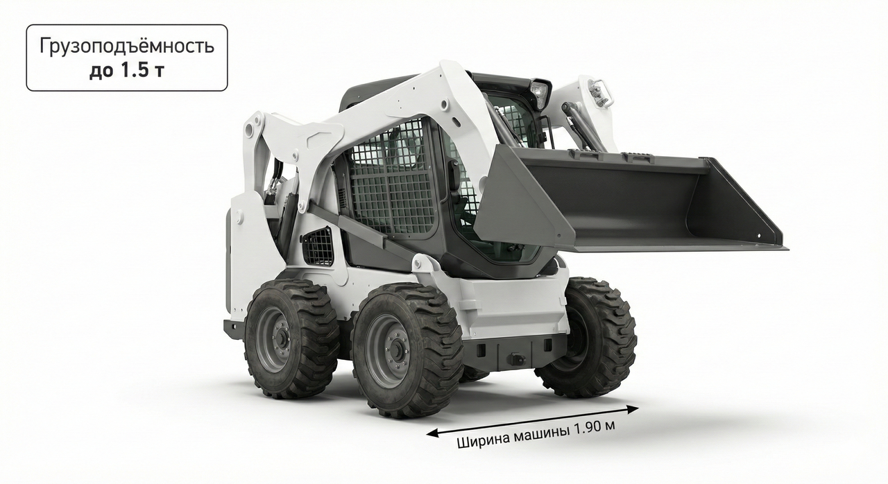 Мини-погрузчик до 1.5 т | ширина машины 1.90 м