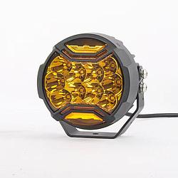 Противотуманная фара круглая 125 мм / 80вт с ДХО - AAL желтый светофильтр