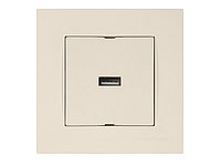 Розетка 1-ая USB (скрытая, горизонт.) кремовая, RITA, MUTLUSAN