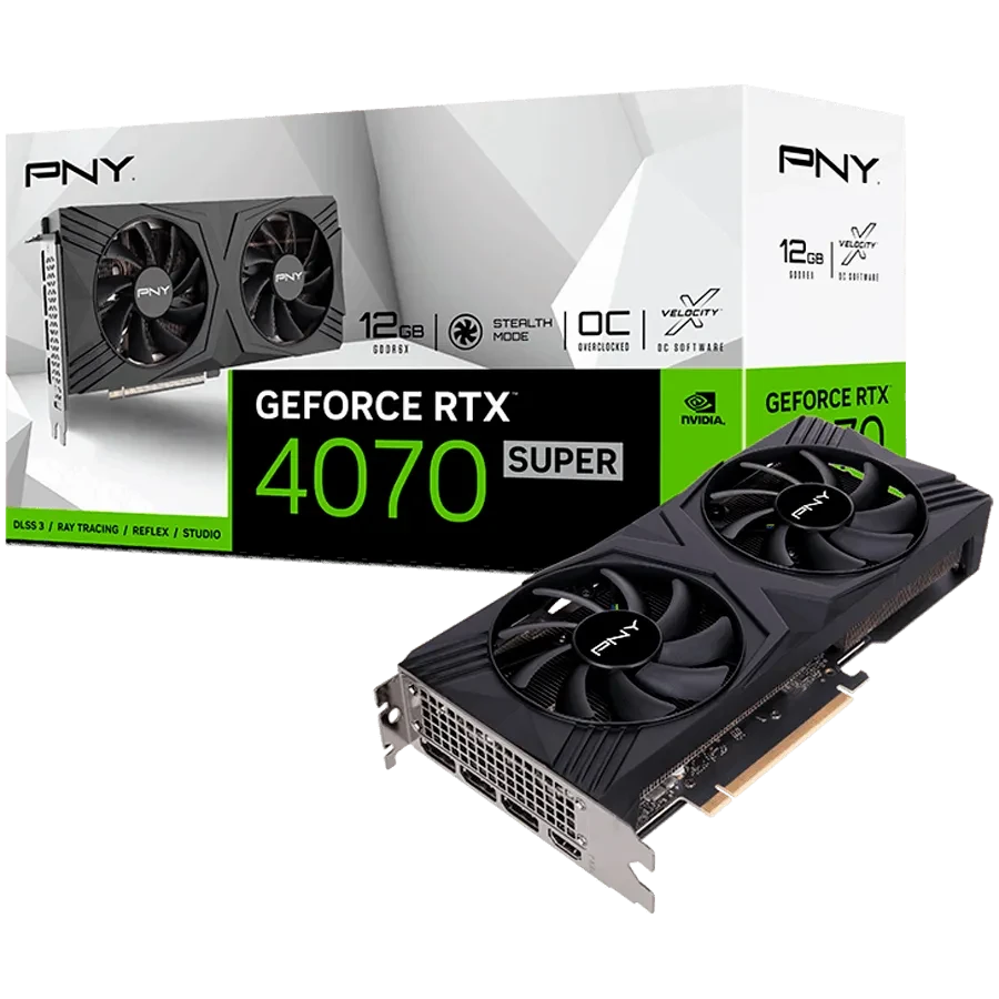 Видеокарта PNY GeForce RTX 4070 SUPER 12GB VERTO OC Dual Fan DLSS 3 (VCG4070S12DFXPB1-O), фото 1