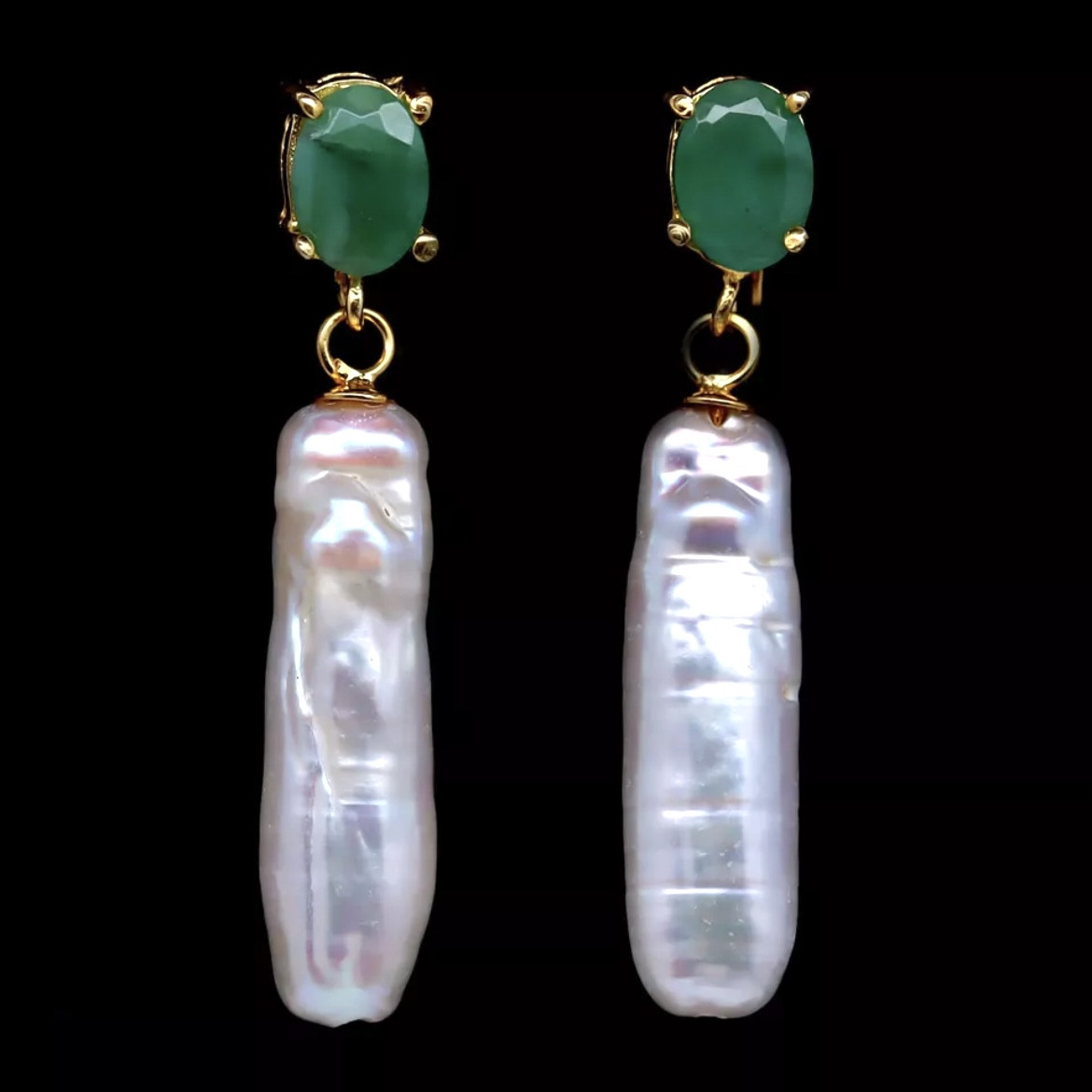 Серьги с натуральными Изумрудами и Жемчугом, фото 1