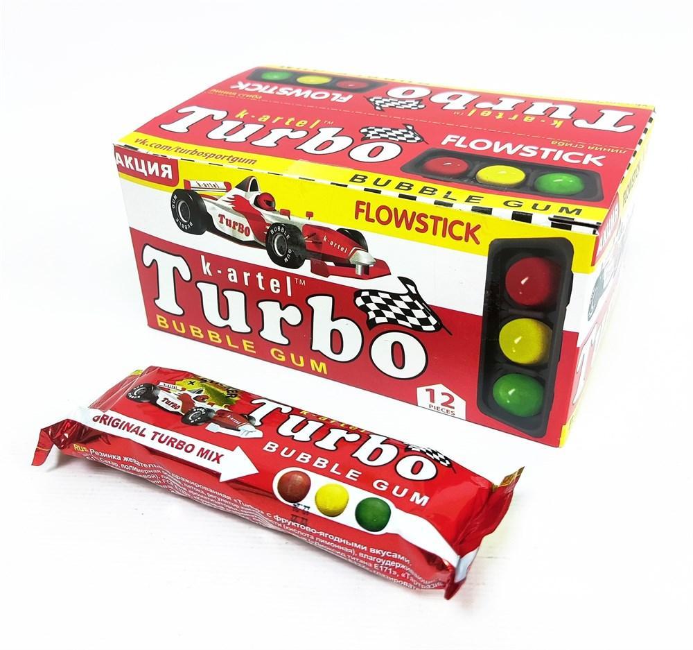 Turbo Flowstic Микс вкусов жевательная резинка  16,5 гр ( 12 шт. в упаковке)