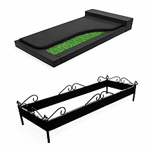 Надгробные плиты и цветники на кладбище