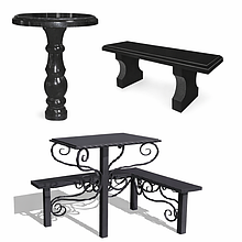 Столы и лавочки на кладбище