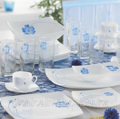 Столовый сервиз Luminarc INDIGO FLOWERS white на 6 персон 44 пр