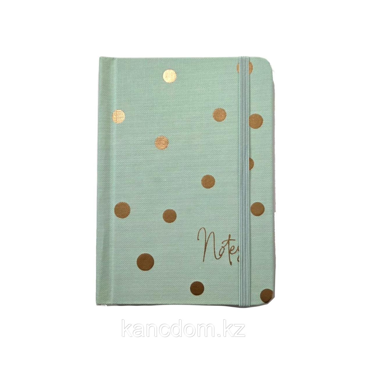 Блокнот A6 96л в линию, на резинке "Polka Dot Hardshell Hardcover" green