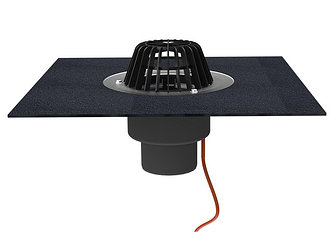 HL62.1H/1 — вертикальный кровельный трап DN75 с битумной гидроизоляционной манжетой и чугунной решёткой (Hutterer & Lechner, Австр