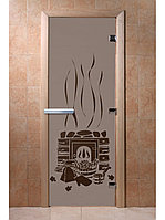 Дверь для бани и сауны "Банька черный графит матовый"