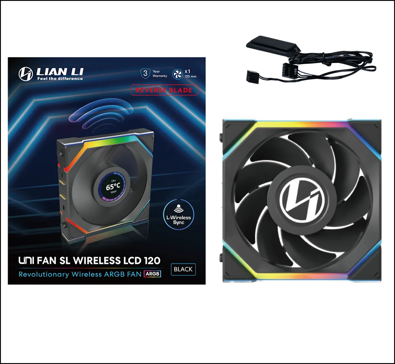 Вентилятор для корпуса Lian Li UNI FAN SL WIRELESS LCD 120mm No controller Black G99.12RSLLCD1W1B.00