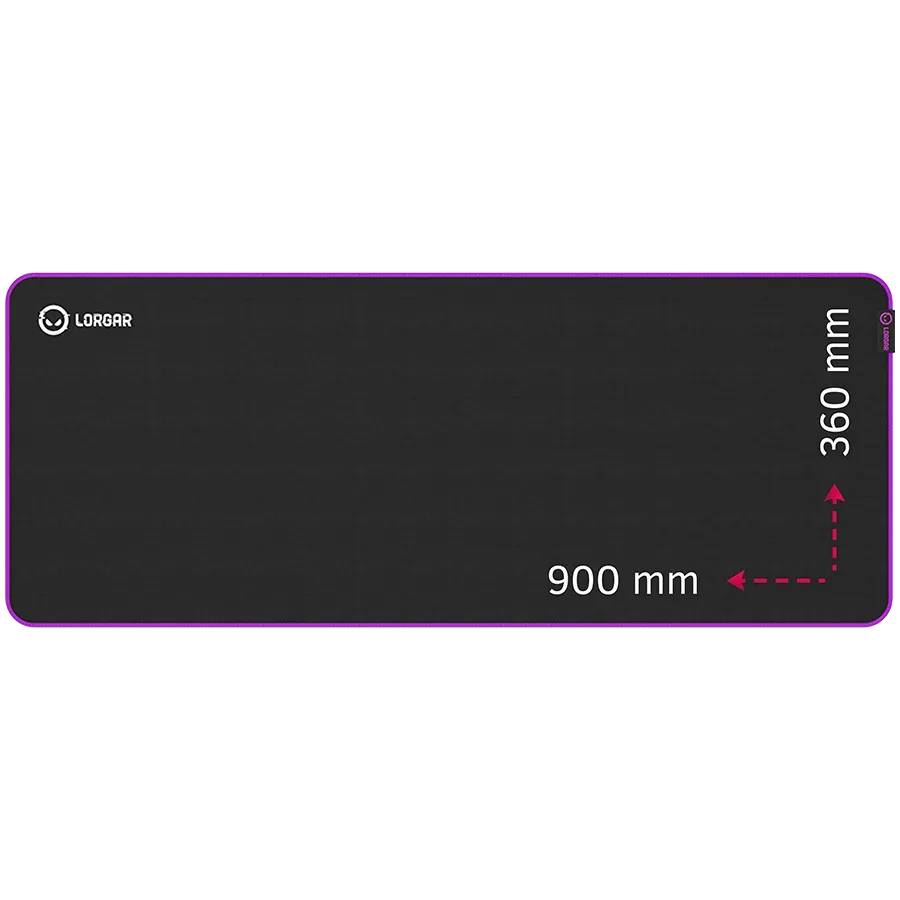 Lorgar Main 319, Gaming mouse pad, High-speed surface, Purple anti-slip rubber base, size: 900mm x 360mm x