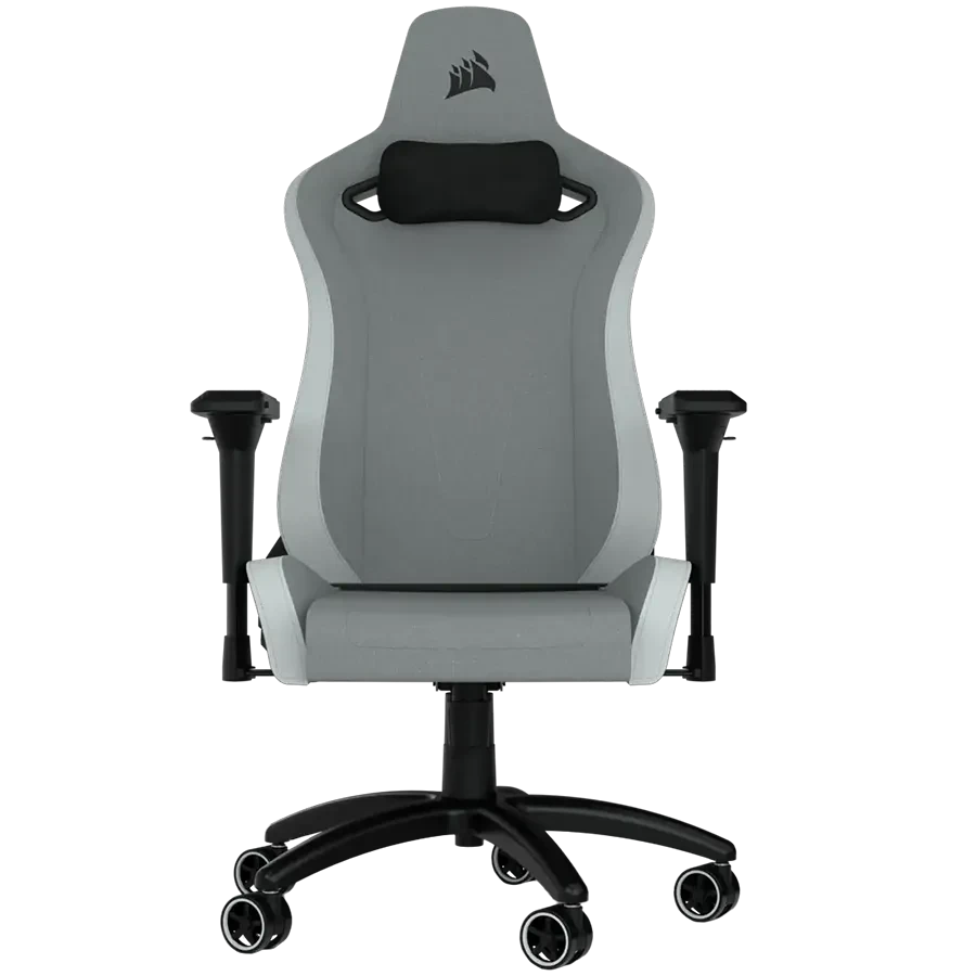 CORSAIR TC200 Soft Fabric Gaming Chair, Standard Fit - Light Grey/White