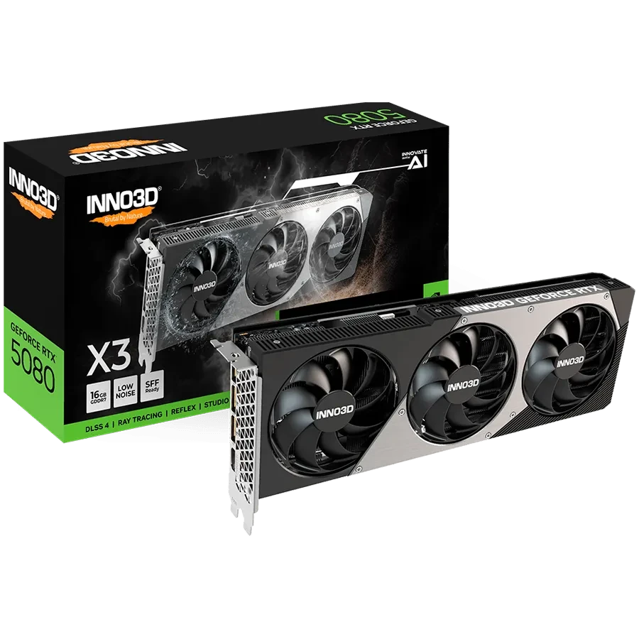INNO3D NVIDIA GEFORCE RTX 5080 X3 16GB GDDR7 256bit, 2617 MHz / 30Gbps, 3x DP, 1x HDMI, 3 fan, 2 slot