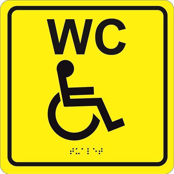 MP-010Y3 Табличка тактильная с пиктограммой "Туалет для инвалидов" (200х200мм) желтый фон