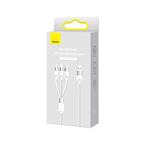 Интерфейсный кабель Baseus StarSpeed 1-for-3 USB to M+L+C 3.5A 1.2m White (CAXS000002), фото 3