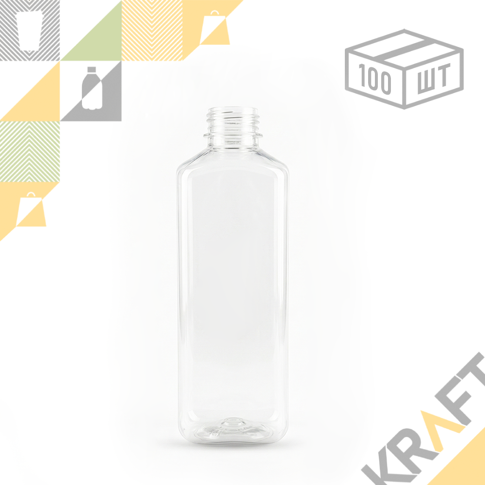 Бутылка 1000мл, с широким горлом 38мм «Квадрат» (100шт/уп), фото 1