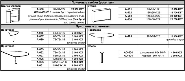 Ресепшн, Приставные элементы