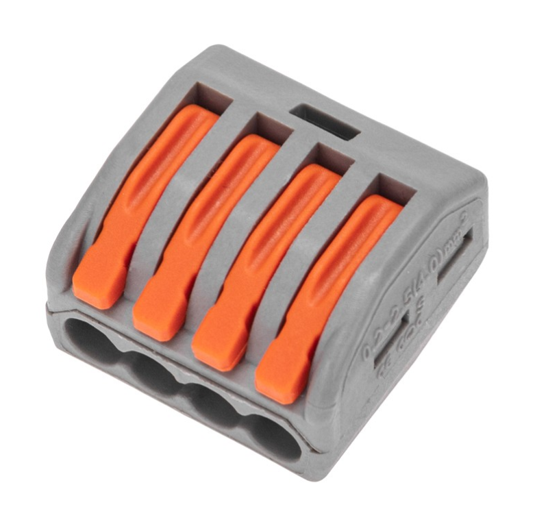 Клемма соединительная REXANT СМК 222-414, 4 контакта 4 мм², серая, 50 шт/уп, фото 1