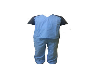 Хирургический костюм, голубого цвета с синими рукавами, размер L