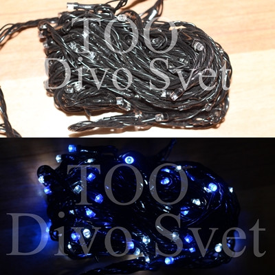 Led гирлянда нить с эфектом "Бегущие огни" 10м,черный провод, Золотистый, белый, синий, цветной, синий+белый