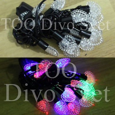 Led гирлянда нить Декор "Листочки" 4 м, переливается, черный провод, RGB разноцветный.