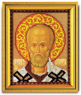 Набор для вышивания иконы ювелирным бисером "Святой Николай Чудотворец" В-303
