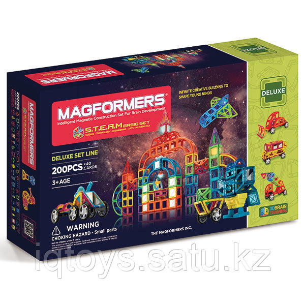 Магнитный конструктор Magformers Steam Basic Set (200 деталей+40 карт)