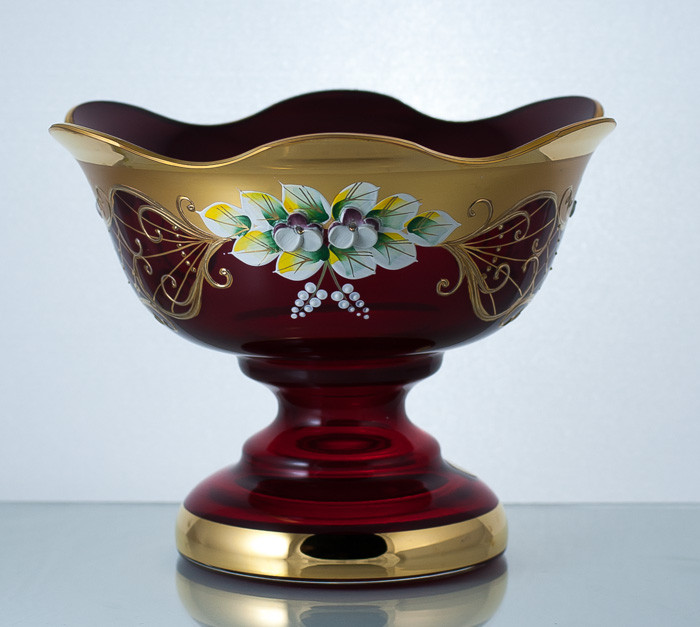 Фруктовница 20см красная (JN Glass, Чехия), фото 1