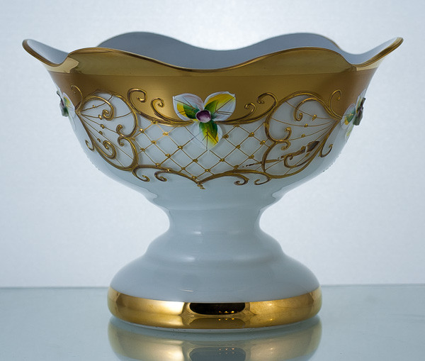 Конфетница 13см белая (JN Glass, Чехия), фото 1