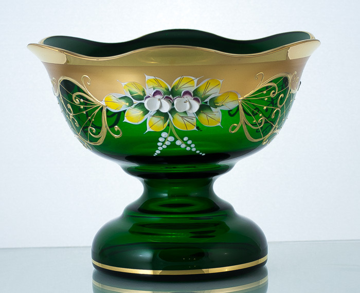 Конфетница 13см зеленая (JN Glass, Чехия), фото 1