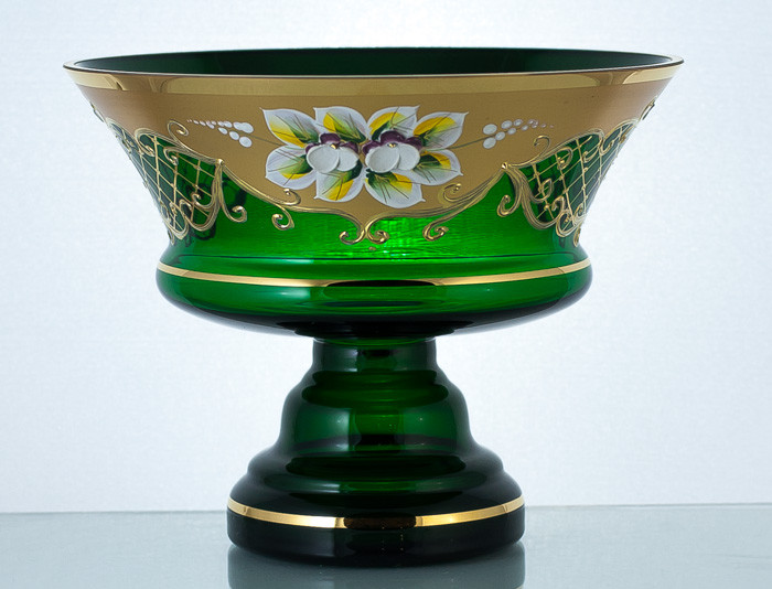 Конфетница 16см зеленая (JN Glass, Чехия), фото 1