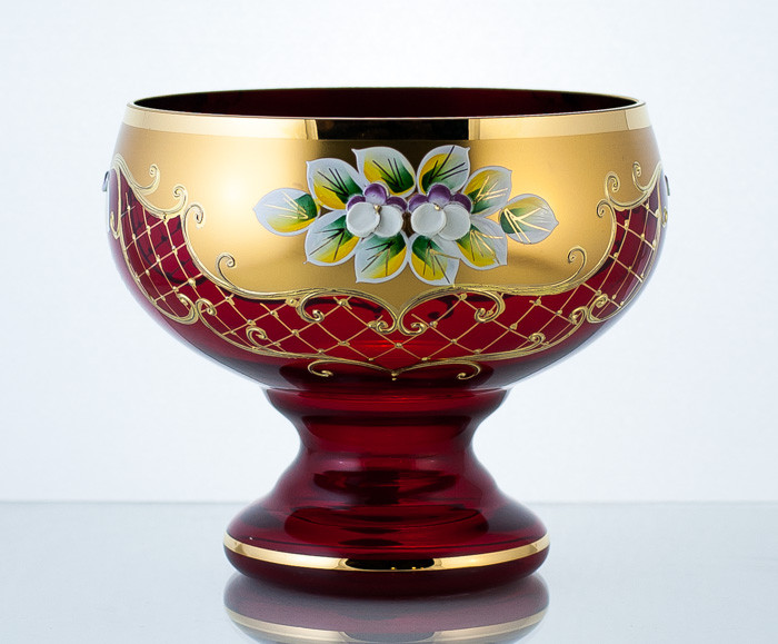 Конфетница 16см красная (JN Glass, Чехия), фото 1