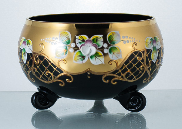 Конфетница 16см черная (JN Glass, Чехия), фото 1