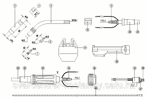 Горелка сварочная RF-36 LC, 3 метра