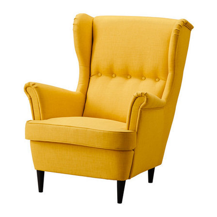 Кресло с подголовником СТРАНДМОН желтый ИКЕА, IKEA , фото 2