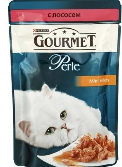 Gourmet Perle с Лососем (пауч), Влажный корм для кошек МИНИ-ФИЛЕ В ПОДЛИВЕ, 85г. - фото 2 - id-p3626320