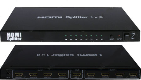 HDMI splitter /разветвитель/1х8  ver.1,4 3D