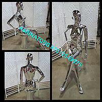 Манекен кукла женский,глянцевый  сидячий. цвет серебро производство Турция