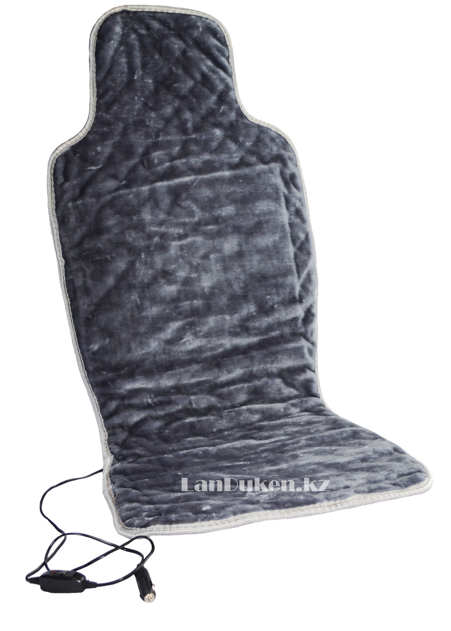 Накидка с подогревом на сиденье автомобиля чехол от прикуривателя меховая серая, фото 1